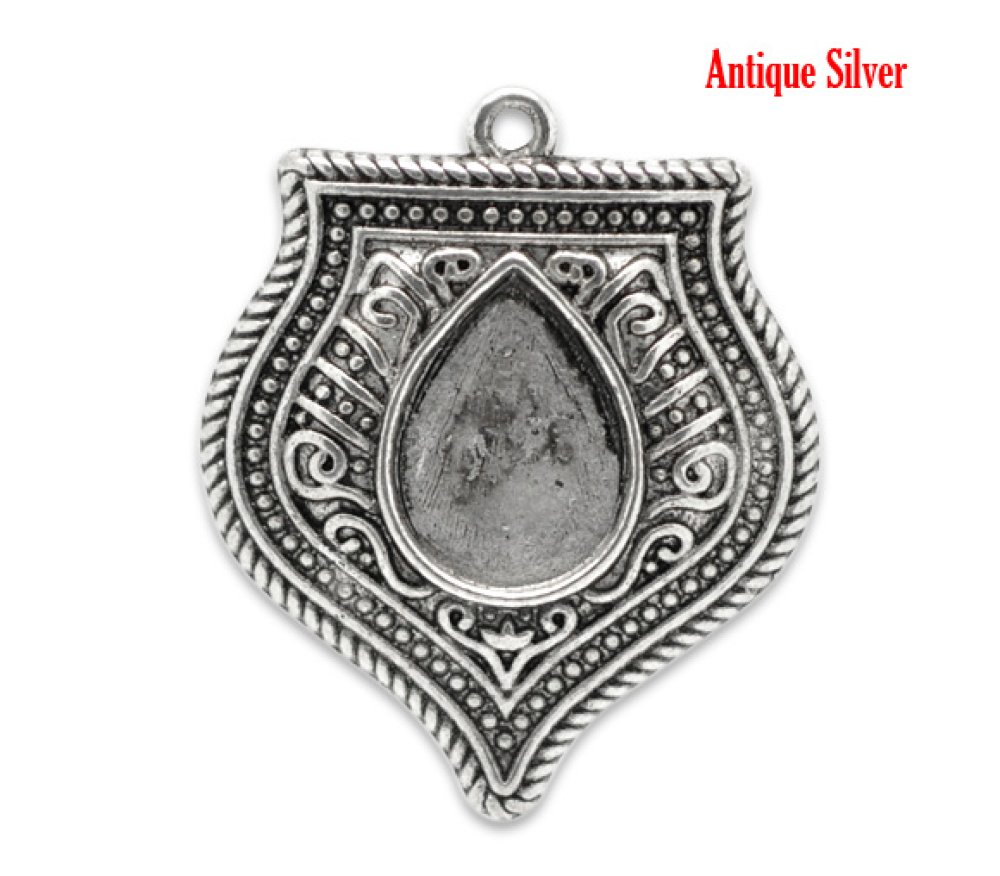 Support Cabochon Goutte N°01 Aged Silver