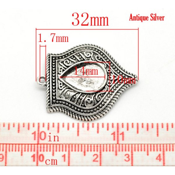 Support Cabochon Goutte N&deg;01 Aged Silver