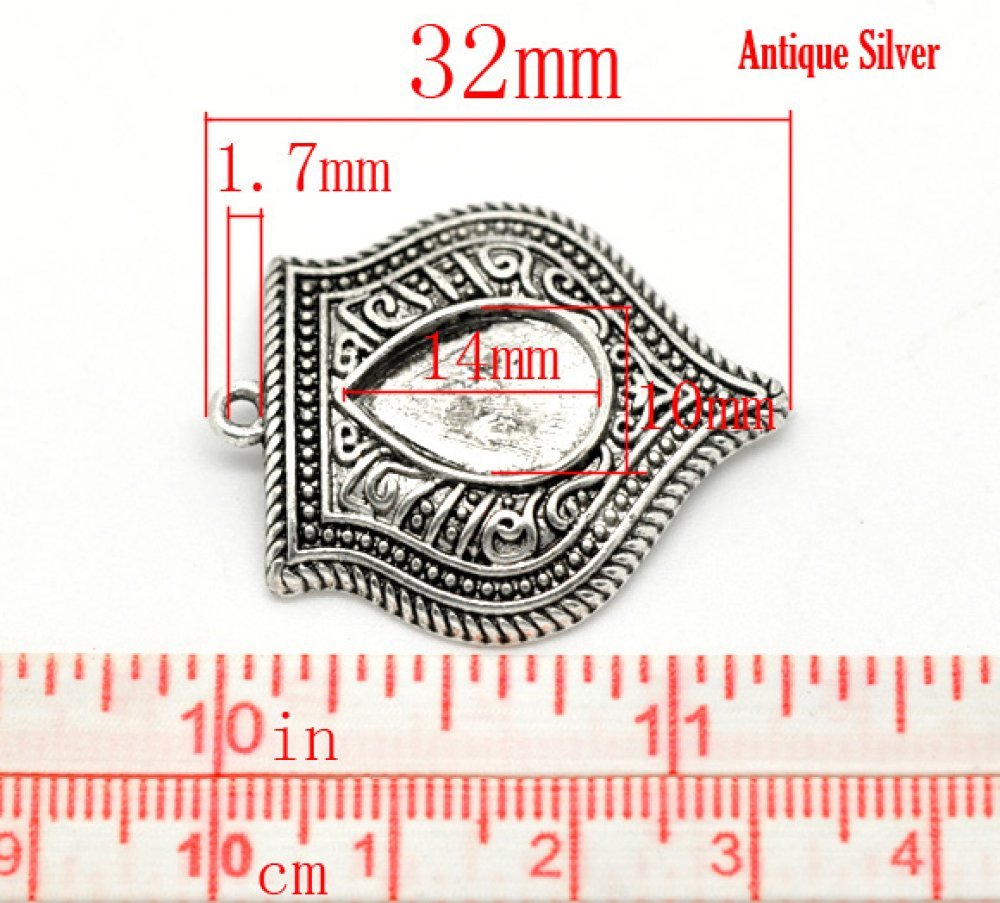 Support Cabochon Goutte N°01 Aged Silver