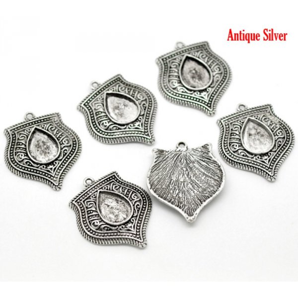 Support Cabochon Goutte N&deg;01 Aged Silver