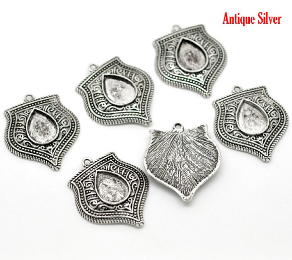 Support Cabochon Goutte N°01 Aged Silver