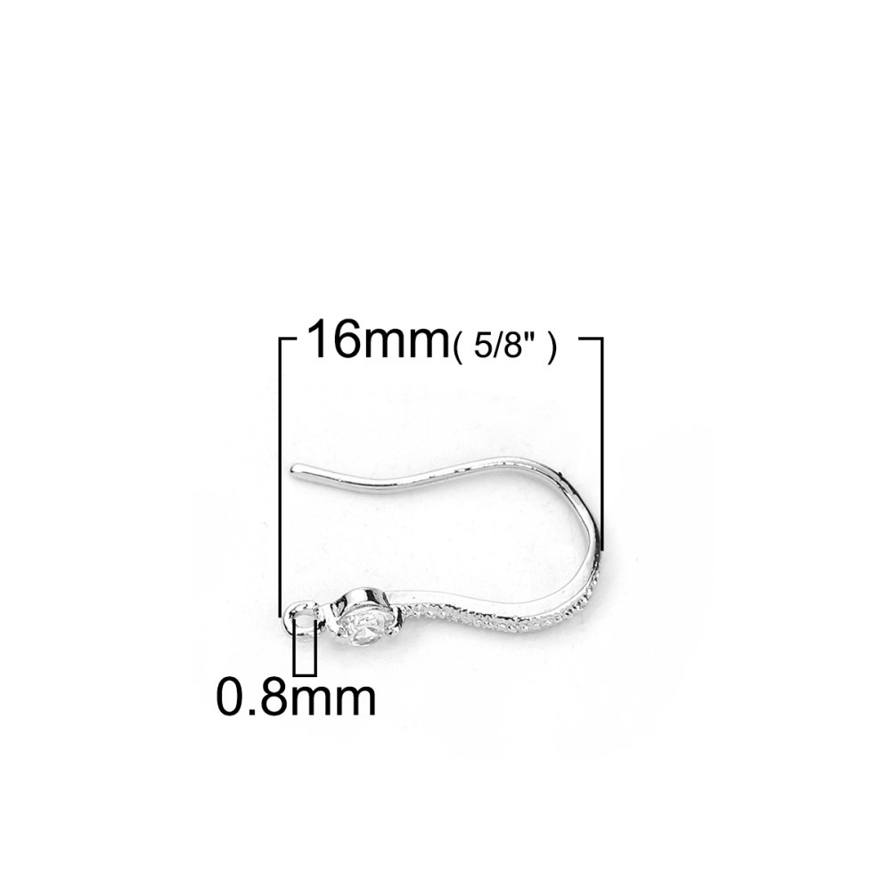Earring holder N°01 Platinum plated hook and Transparent Strass