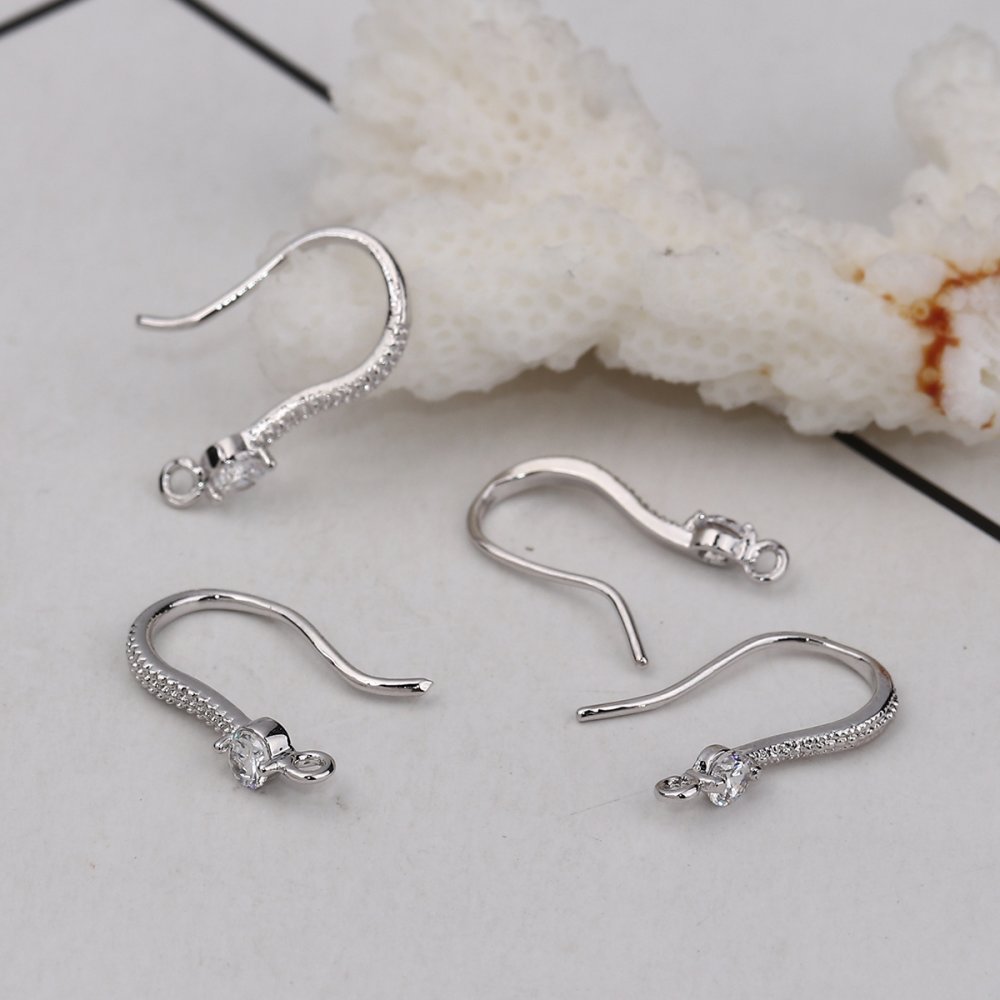 Earring holder N°01 Platinum plated hook and Transparent Strass