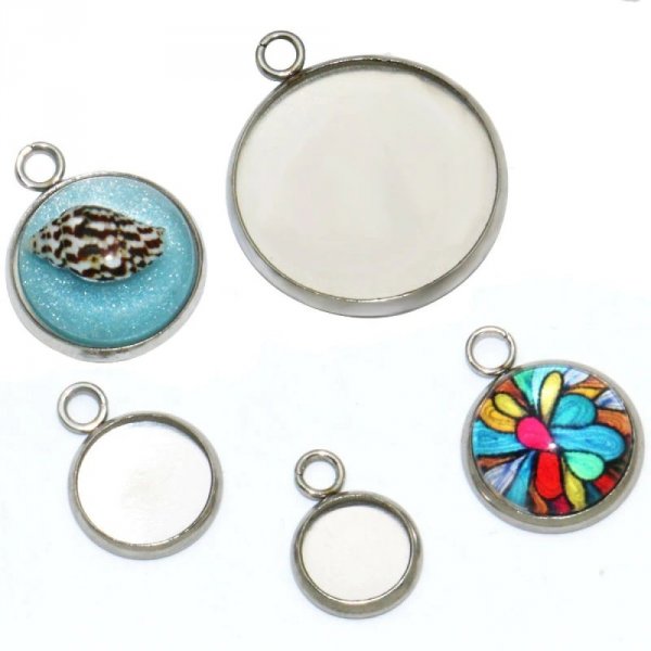 25 mm stainless steel cabochon holder N&deg;05 Closed ring