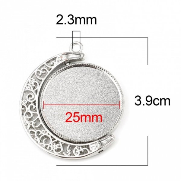 Support cabochon 25 mm rotatif N&deg;01 argent