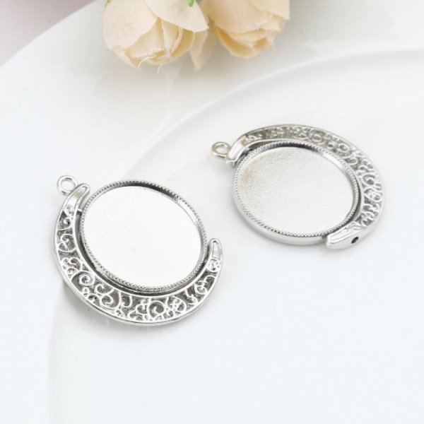 Support cabochon 25 mm rotatif N&deg;01 argent