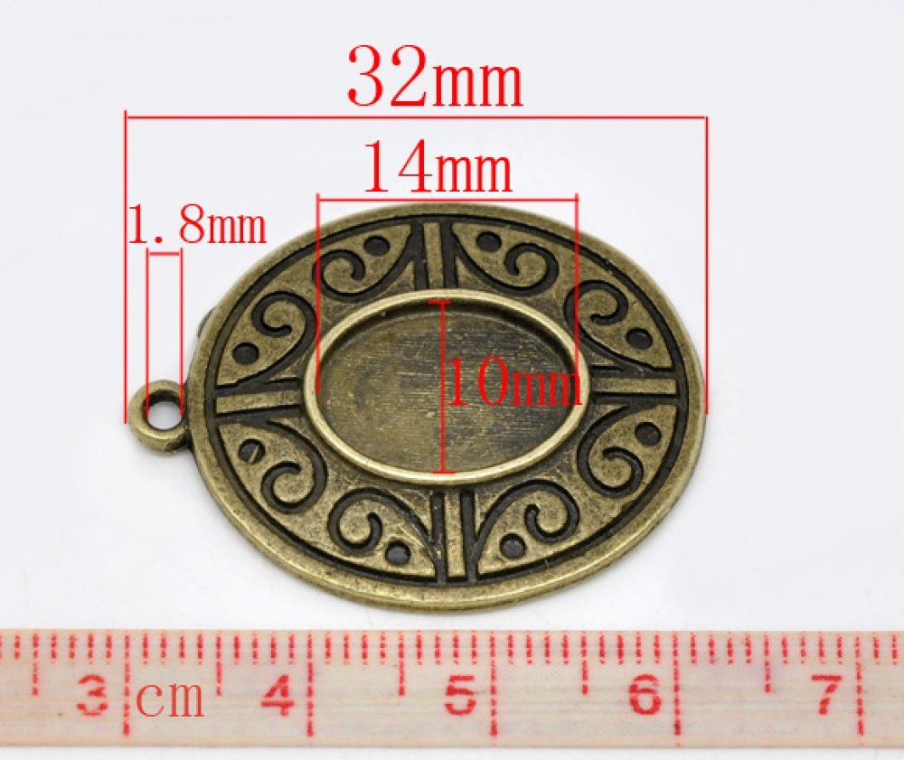 Support cabochon Ovale de 14 X 10 mm Bronze N°06