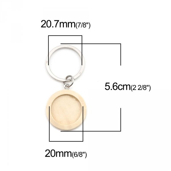 Support cabochon Key ring 20 mm Wood N&deg;01