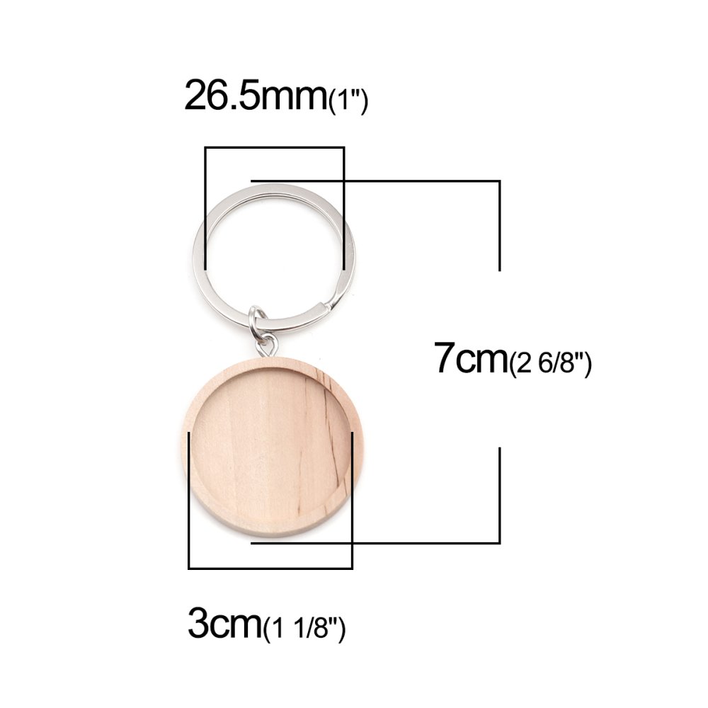 Support cabochon Key ring 30 mm Wood N°01