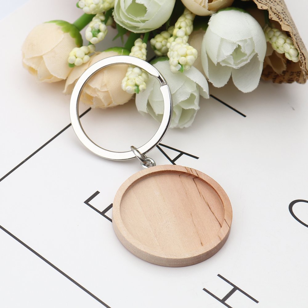 Support cabochon Key ring 30 mm Wood N°01