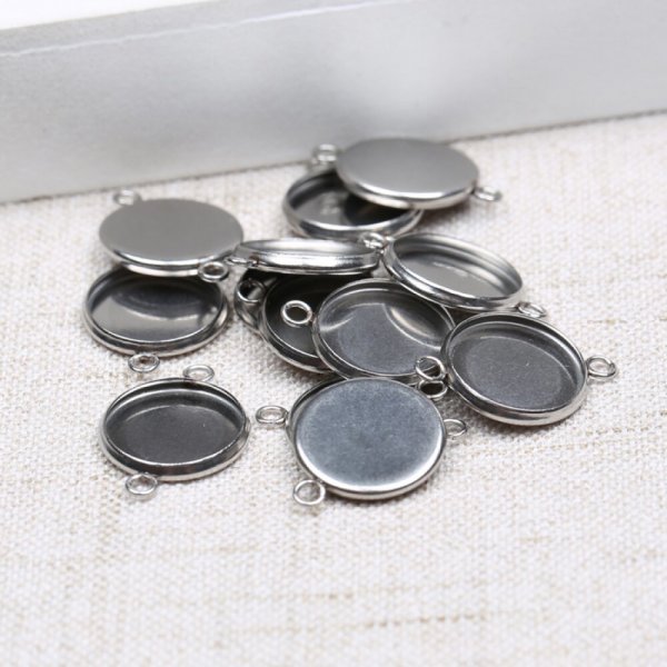 Round cabochon holder 08 mm Stainless steel N&deg;03 -2 Rings