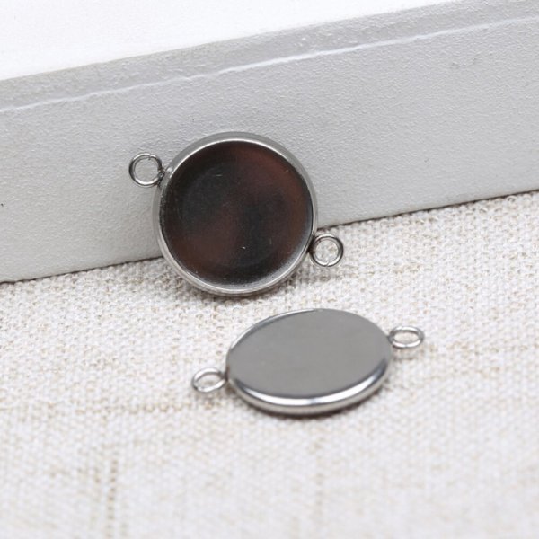 Round cabochon holder 08 mm Stainless steel N&deg;03 -2 Rings