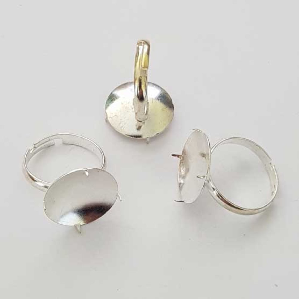 Adjustable ring support with silver 4 claws plate N°01