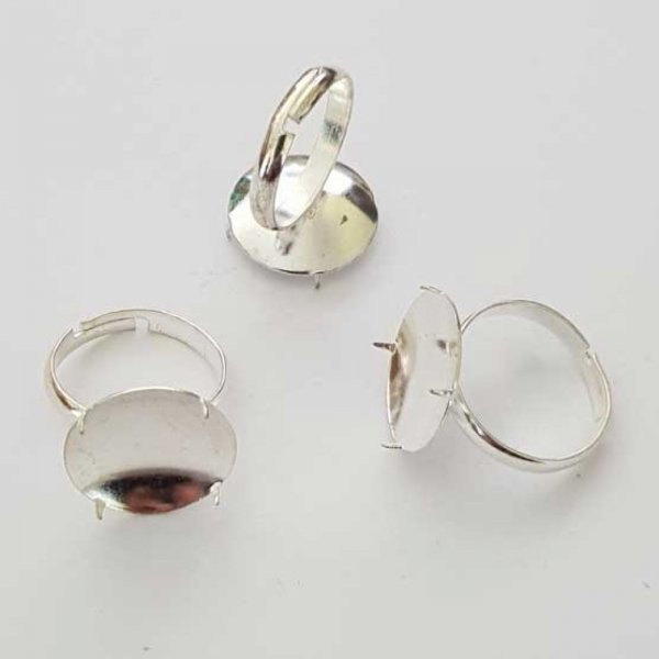 Adjustable ring support with silver 4 claws plate N&deg;01