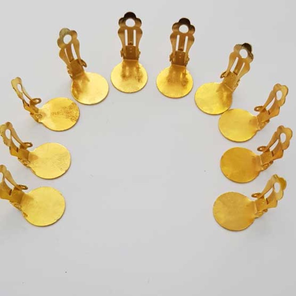 Supports Boucles d'oreilles Clips Plateau N°06 2éme Choix x 5 Paires Doré