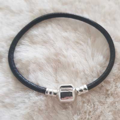 European Clip Bracelet Plain 01 FROM 15 TO 23 CM Black