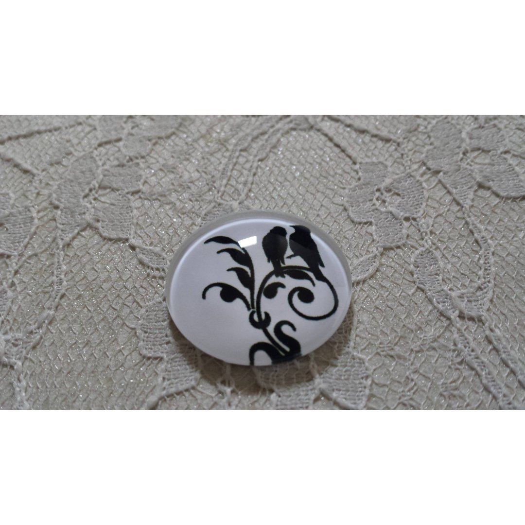 round glass cabochon 10mm birds 022 