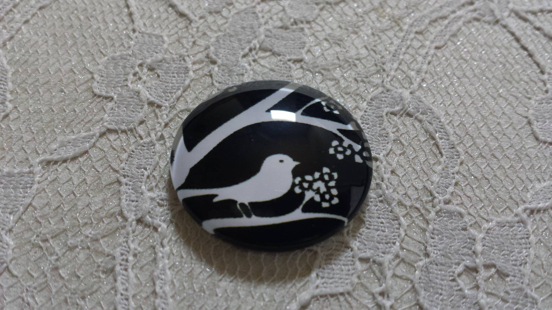 round glass cabochon 10mm birds 021 