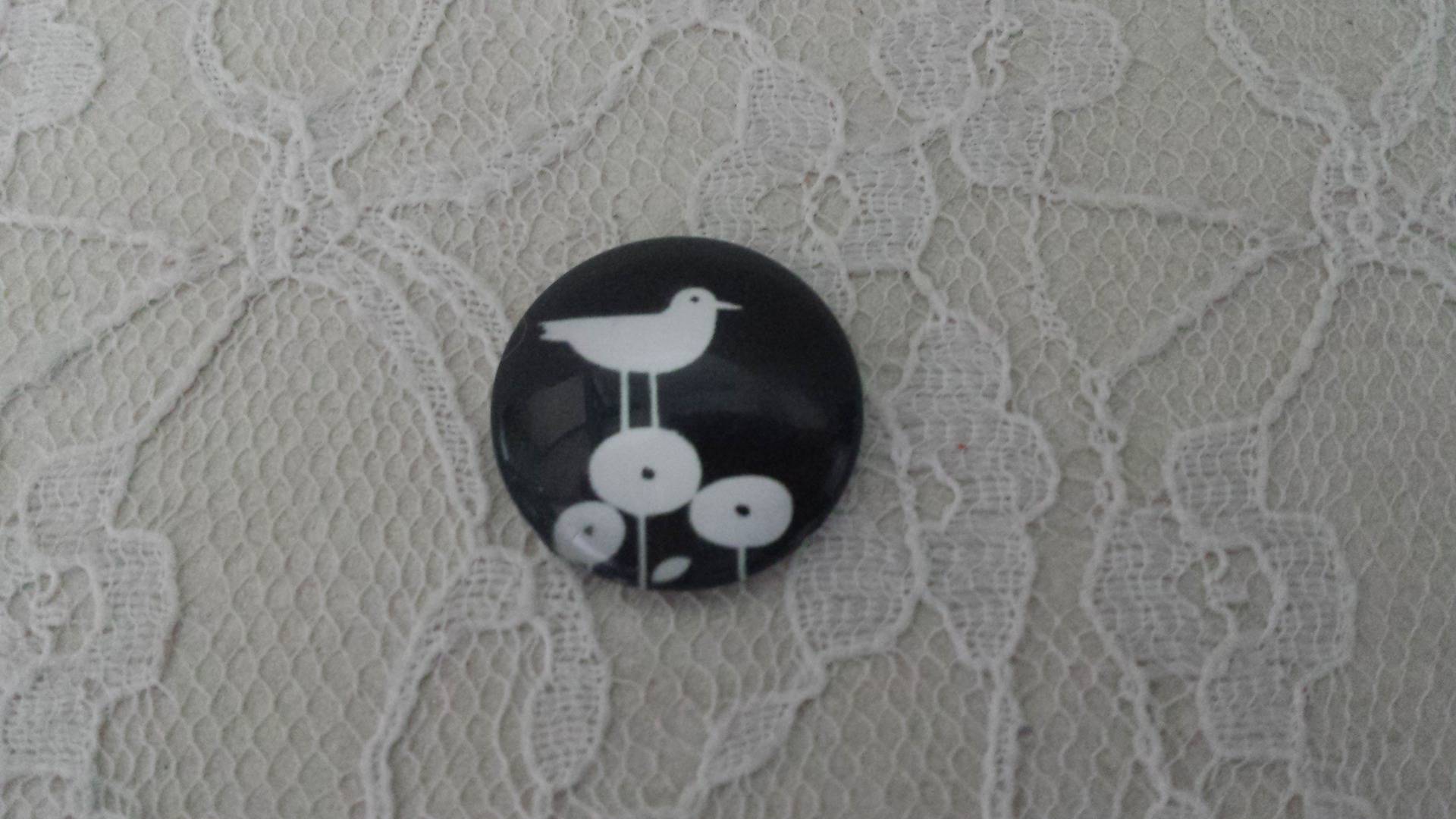 round glass cabochon 10mm birds 012 