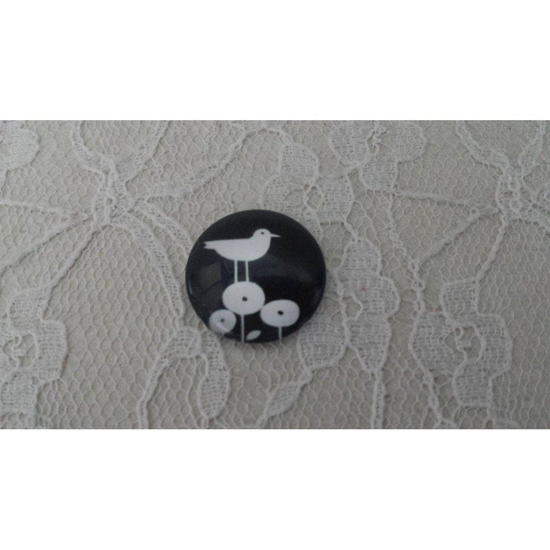 round glass cabochon 10mm birds 012 