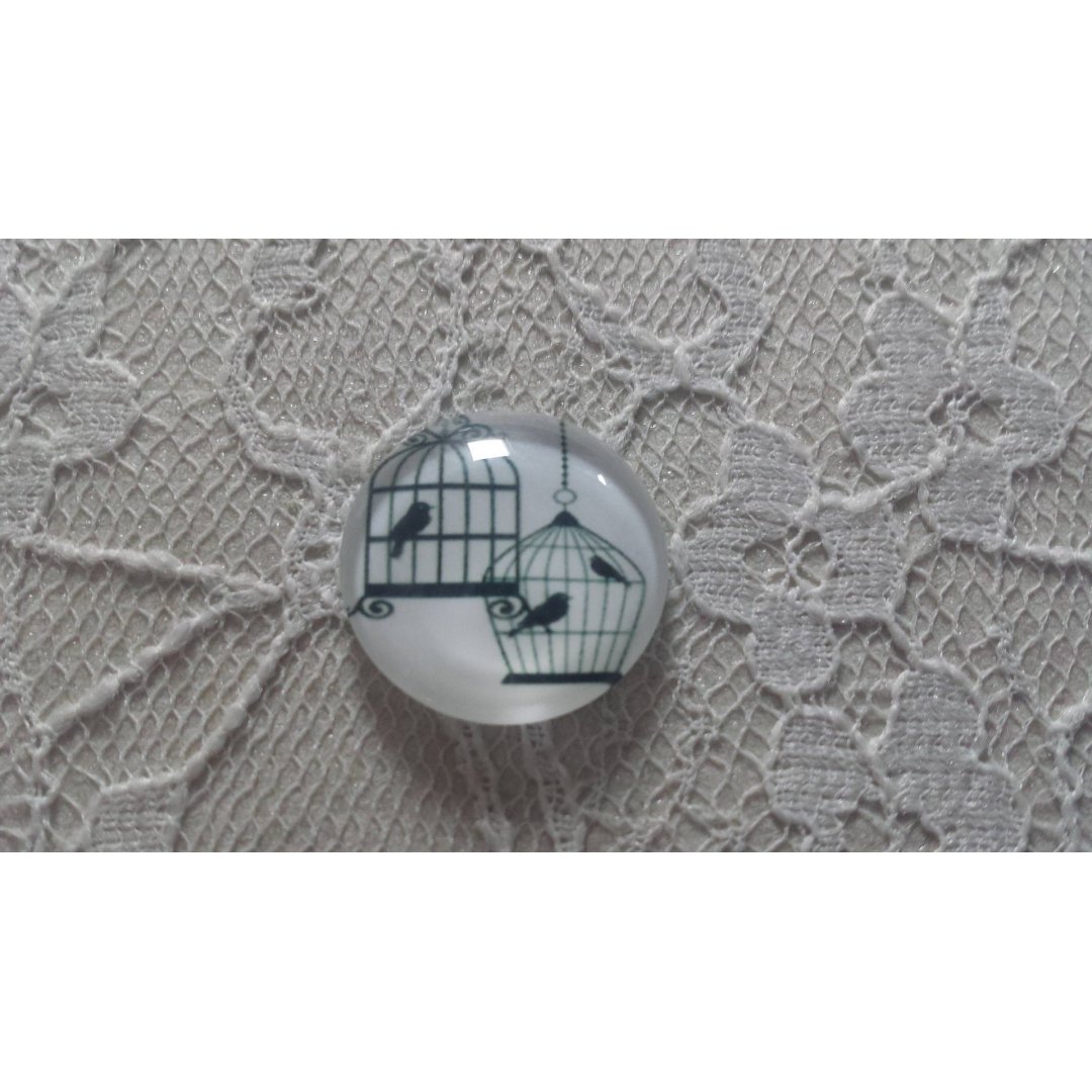 round glass cabochon 10mm birds 003 