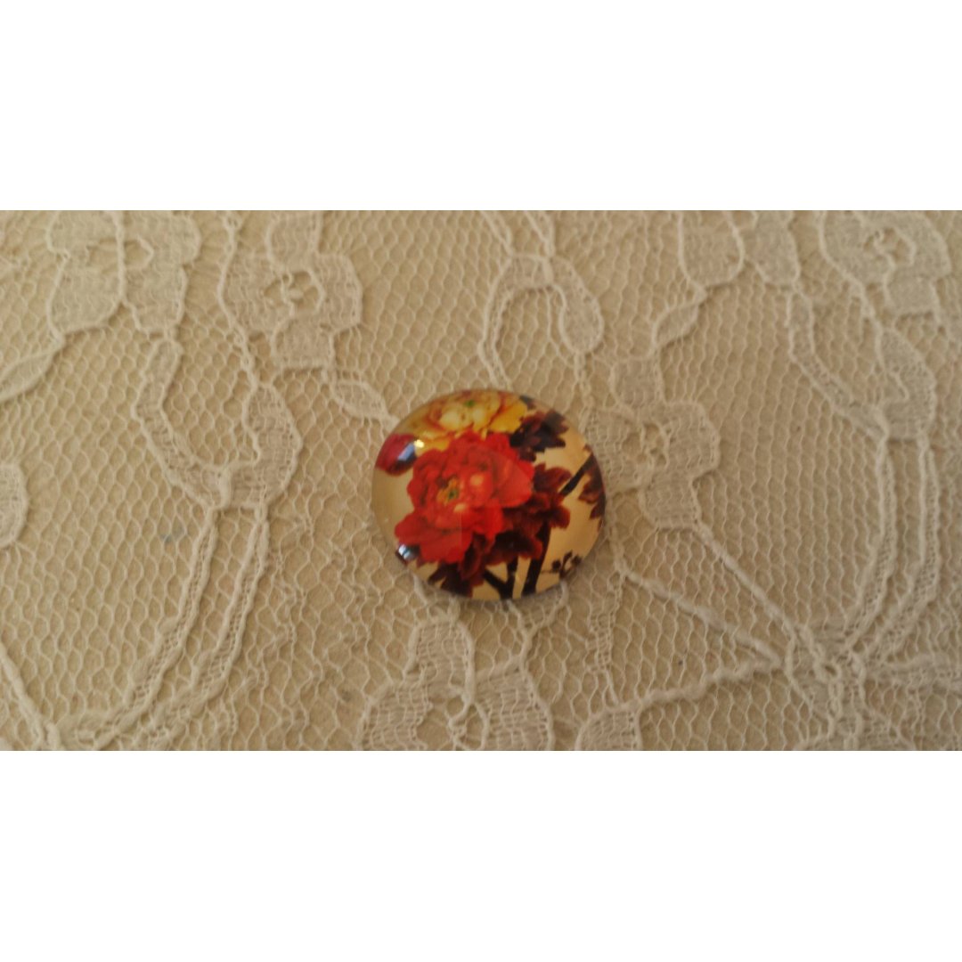 round glass cabochon 20mm flower 01-052 