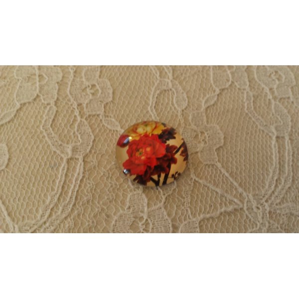 round glass cabochon 20mm flower 01-052 