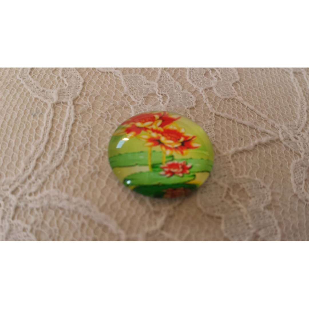 round glass cabochon 20mm flower 01-051 