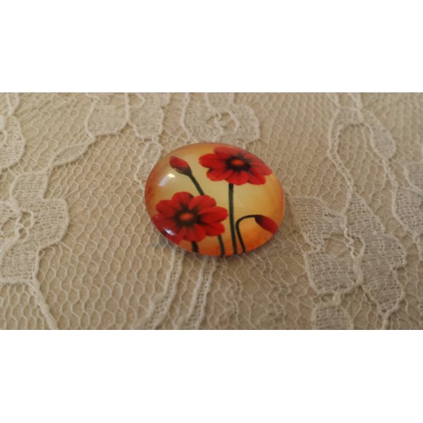 round glass cabochon 20mm flower 01-049 
