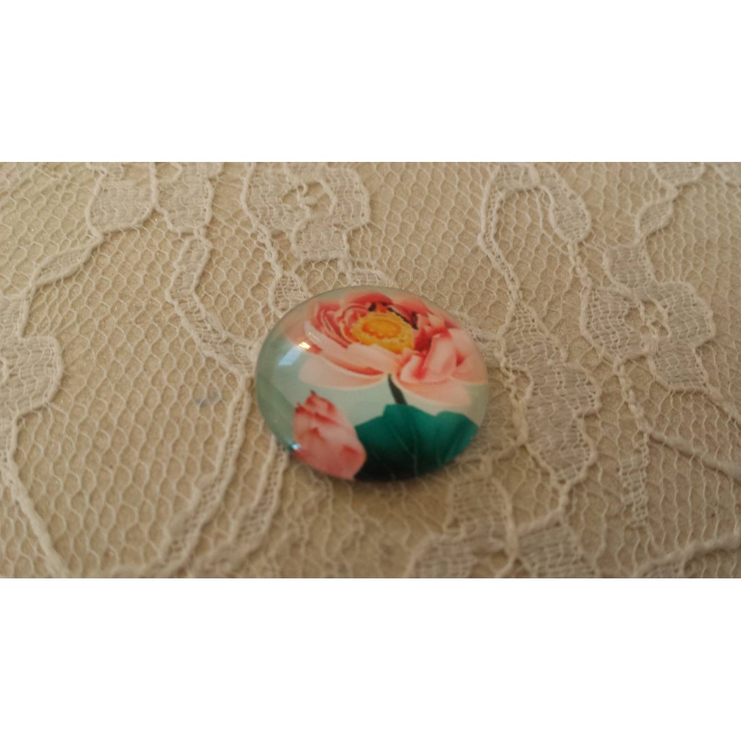 round glass cabochon 20mm flower 01-048 