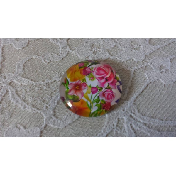 round glass cabochon 20mm flower 01-046 