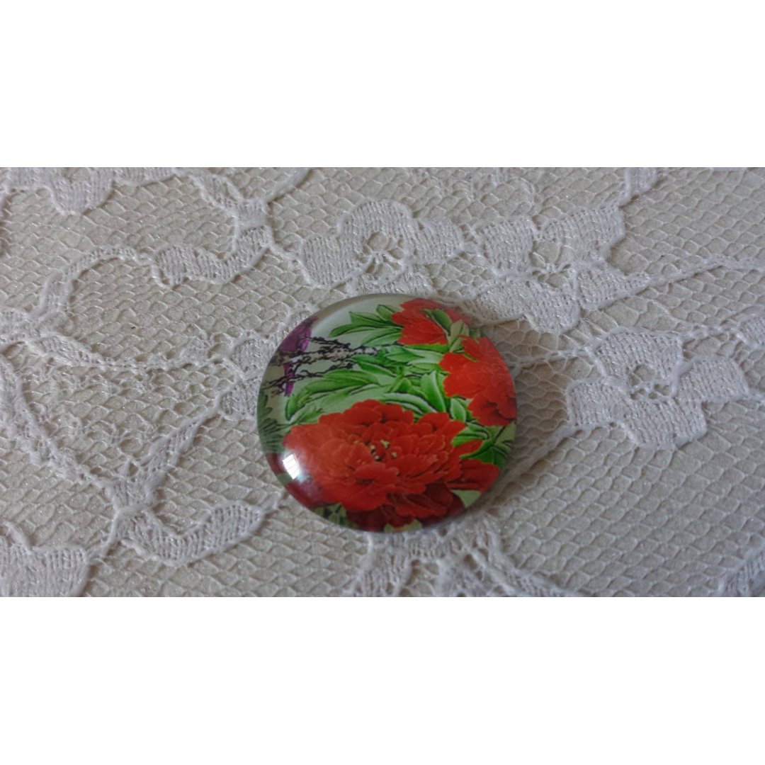 round glass cabochon 20mm flower 01-045 