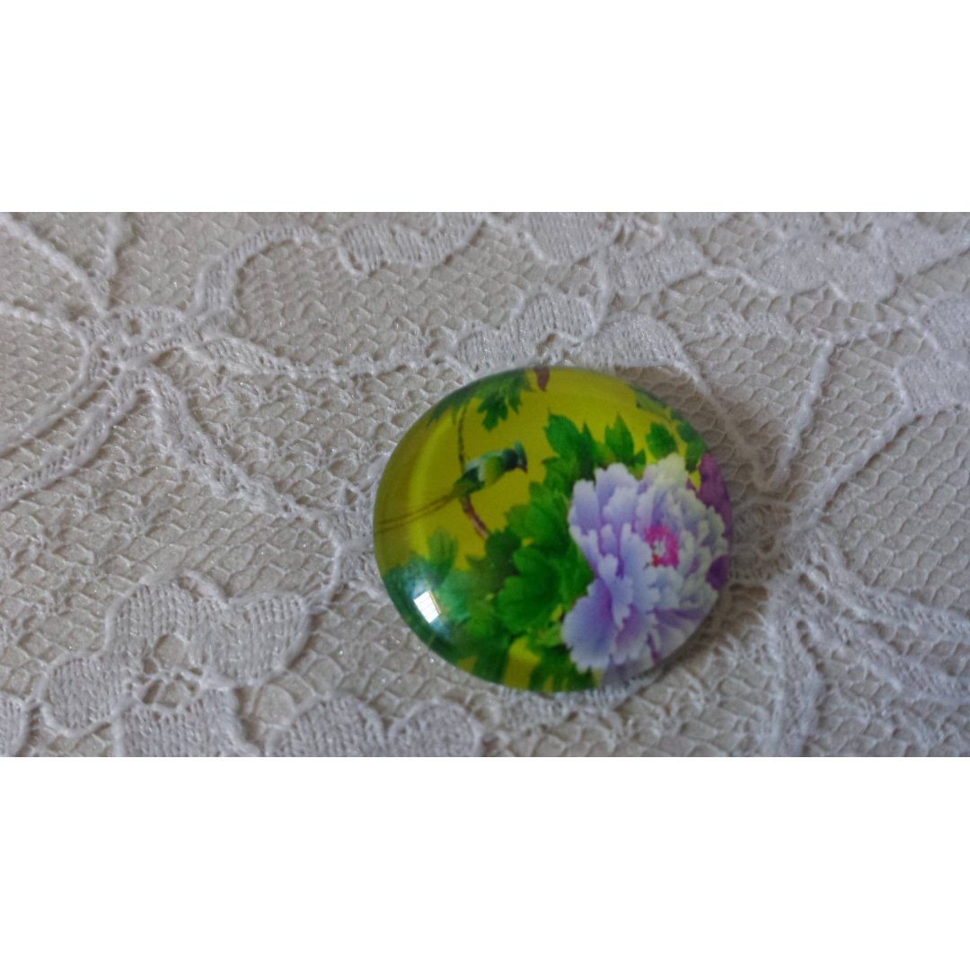 round glass cabochon 20mm flower 01-044 