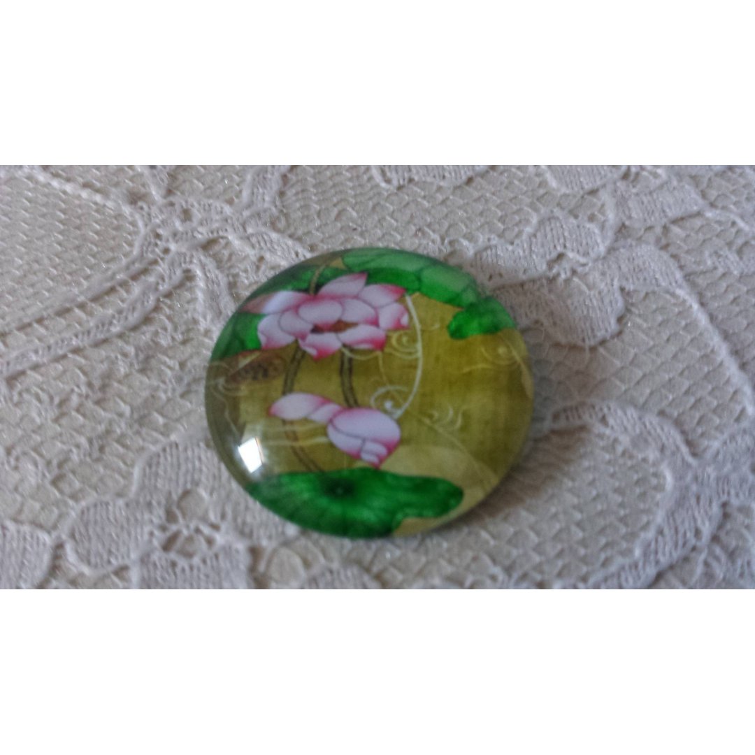 round glass cabochon 20mm flower 01-043 