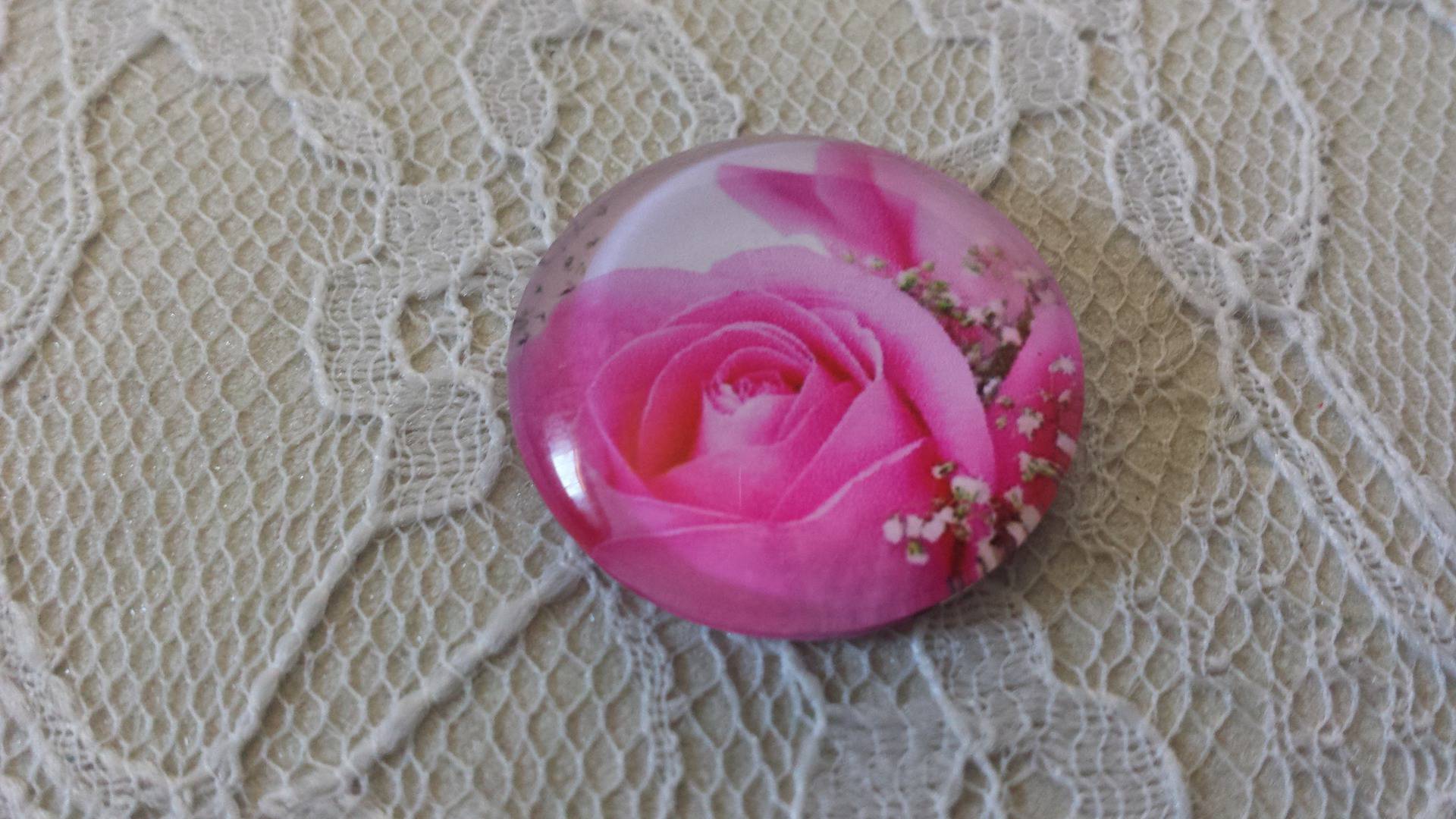 round glass cabochon 20mm flower 01-037 