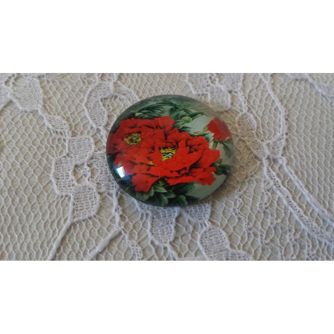 round glass cabochon 20mm flower 01-035 