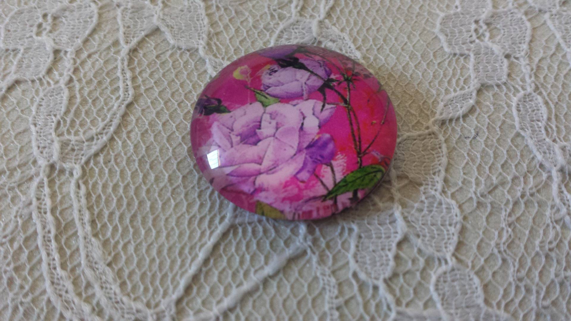 round glass cabochon 20mm flower 01-034 