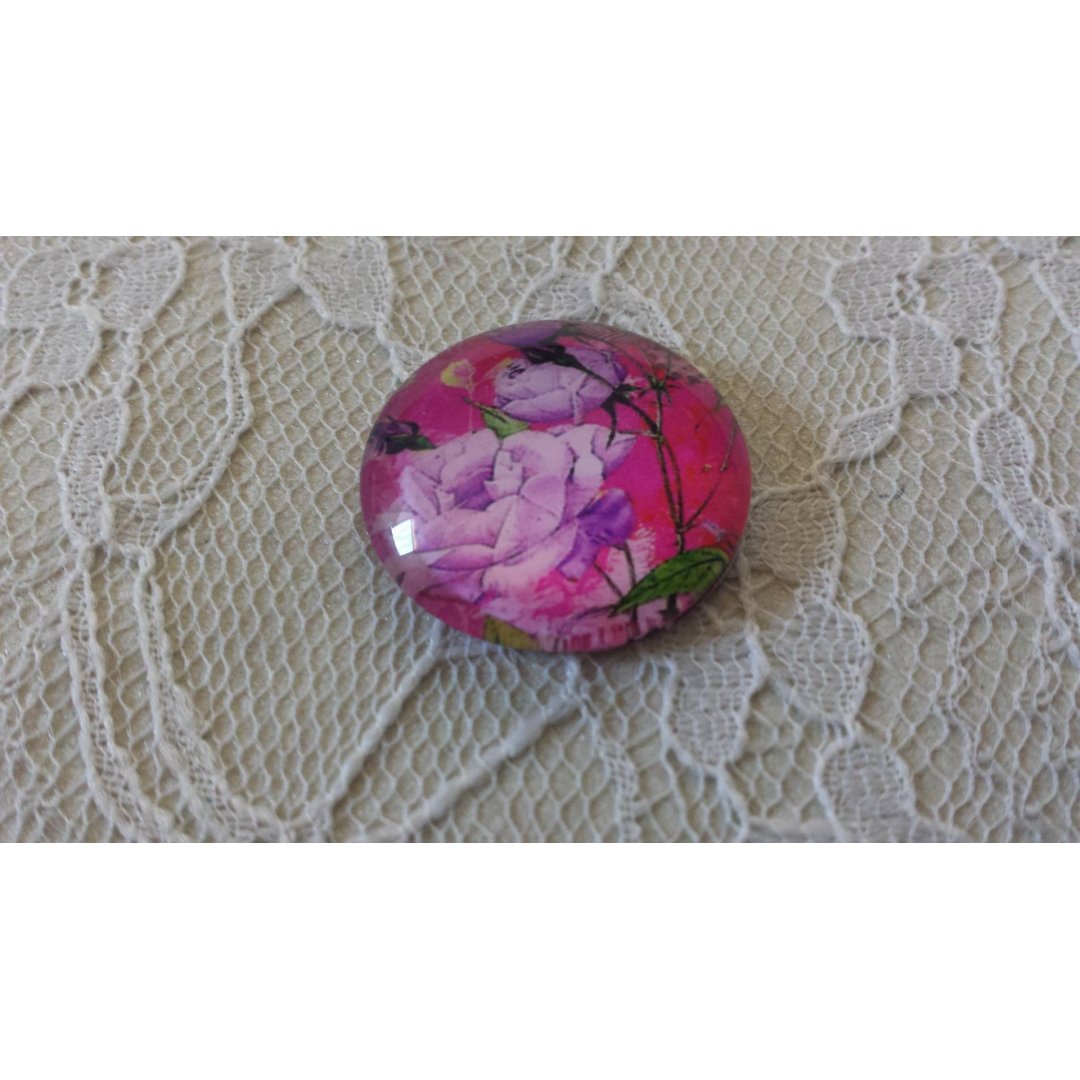 round glass cabochon 20mm flower 01-034 