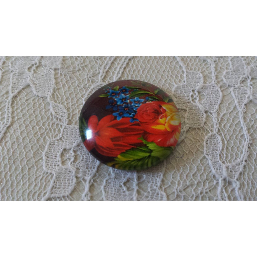 round glass cabochon 20mm flower 01-031 