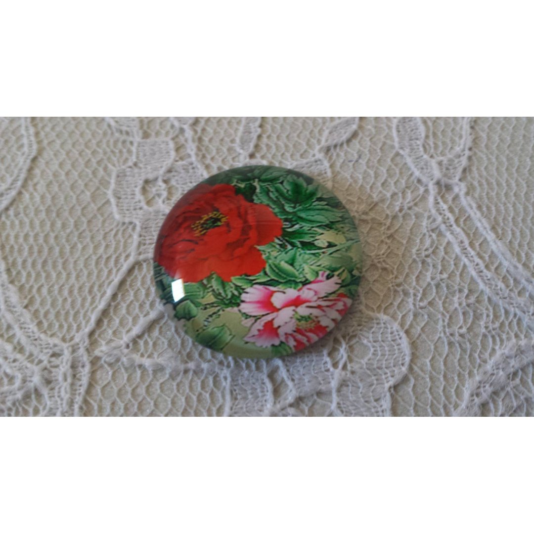 round glass cabochon 20mm flower 01-029 