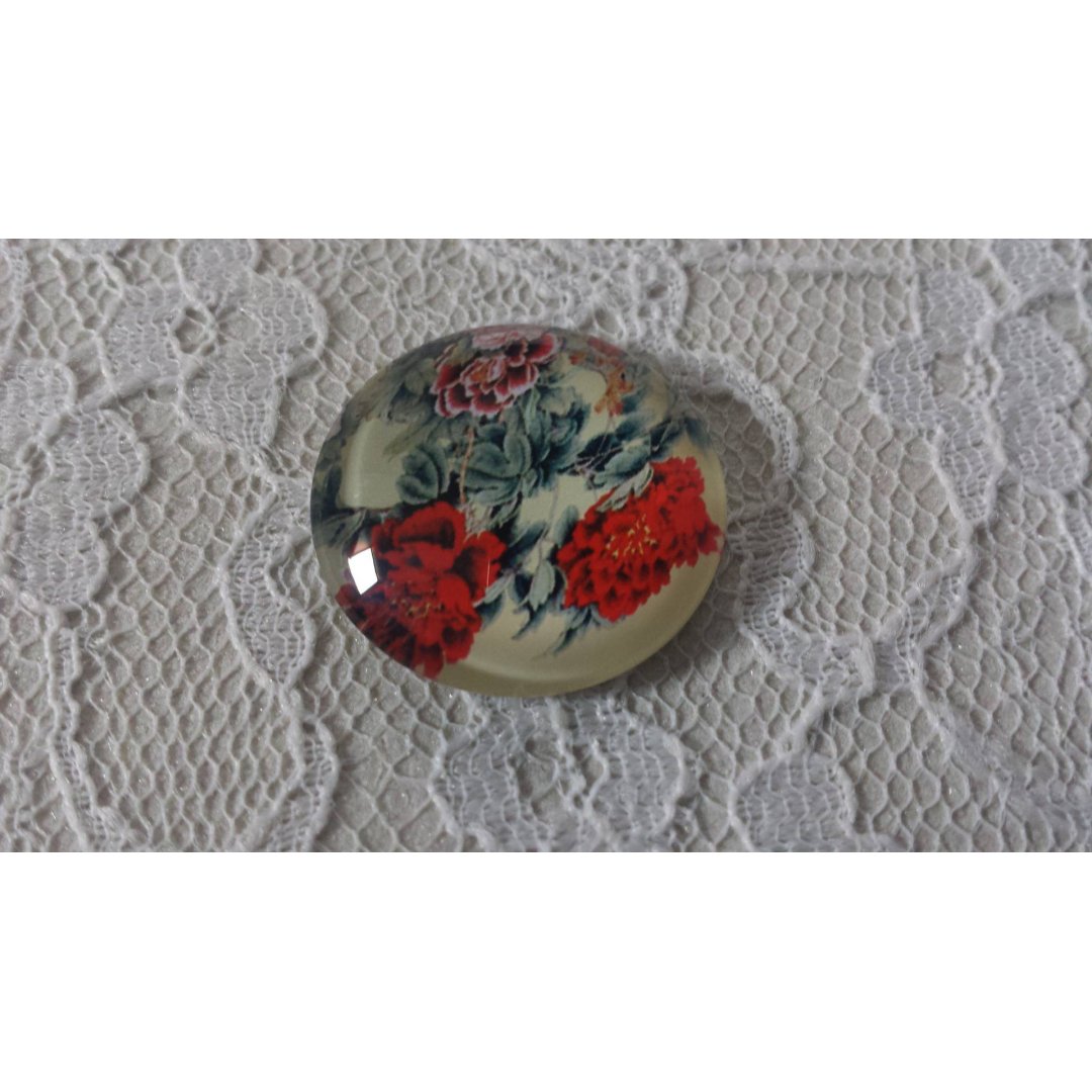 round glass cabochon 20mm flower 01-026 