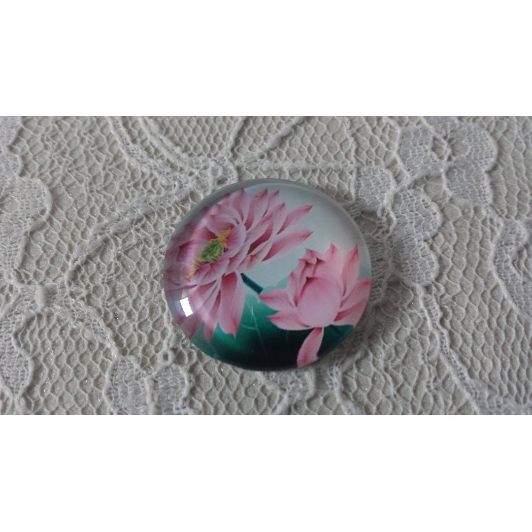 round glass cabochon 20mm flower 01-025 