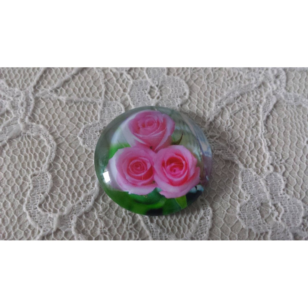 round glass cabochon 20mm flower 01-024 