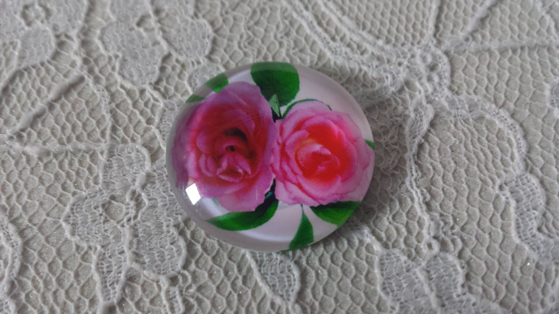 round glass cabochon 20mm flower 01-023 