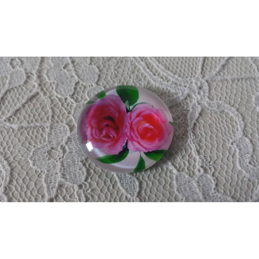 round glass cabochon 20mm flower 01-023 