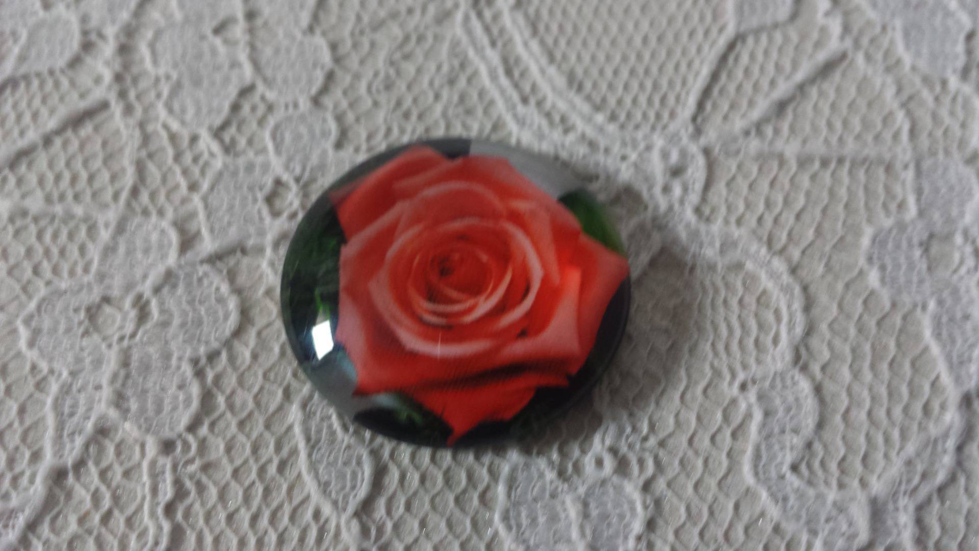 round glass cabochon 20mm flower 01-022 