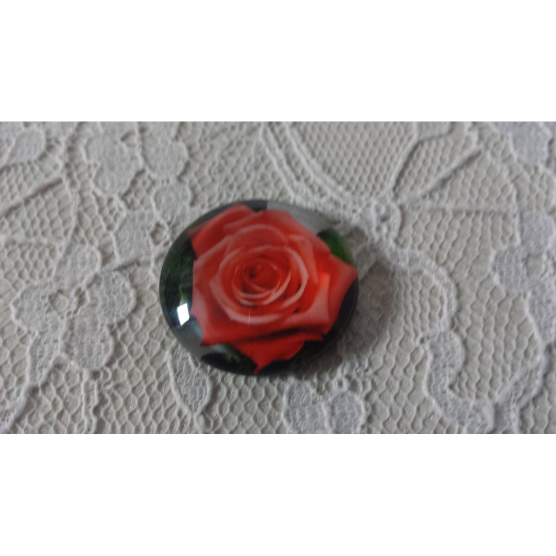 round glass cabochon 20mm flower 01-022 