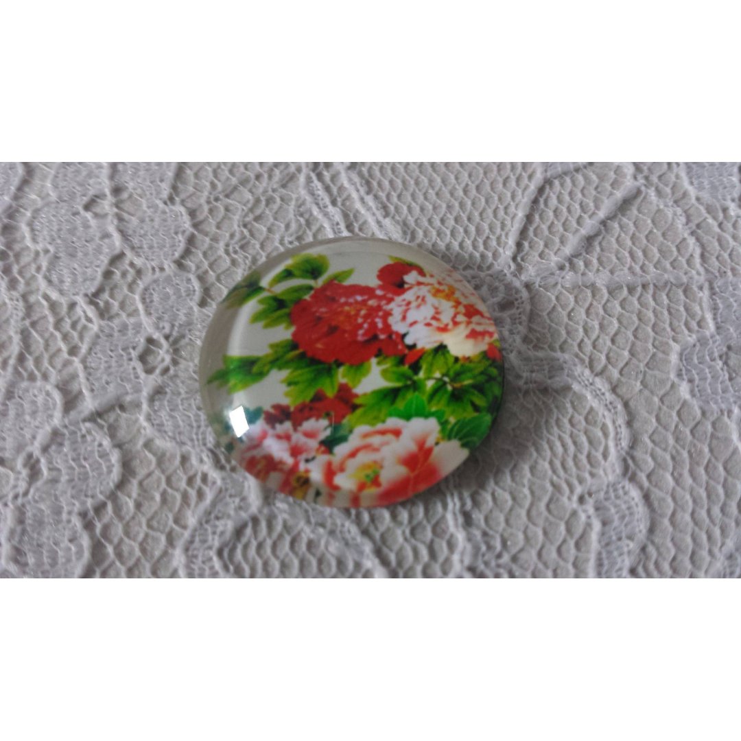 round glass cabochon 20mm flower 01-021 