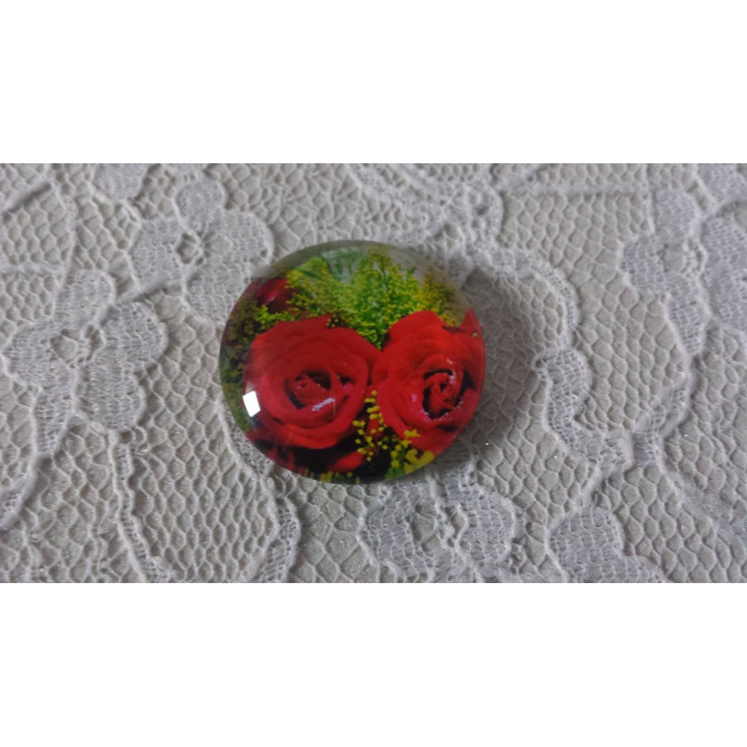 round glass cabochon 20mm flower 01-019 