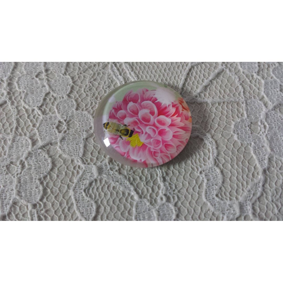 round glass cabochon 20mm flower 01-018 